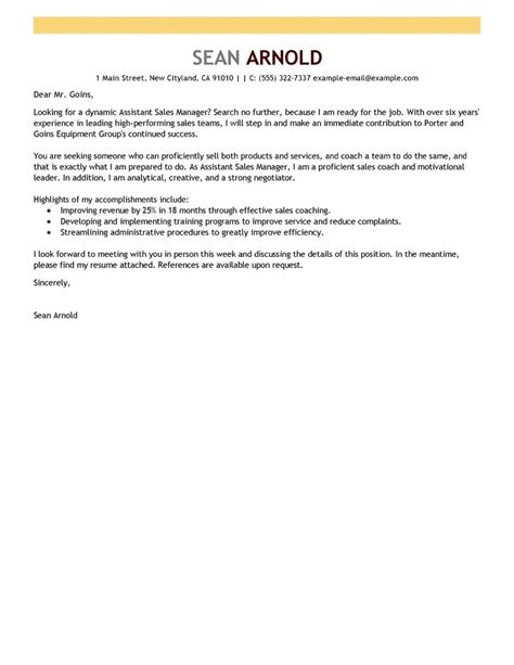 The main purpose of this. Best Sales Assistant Manager Cover Letter Examples ...