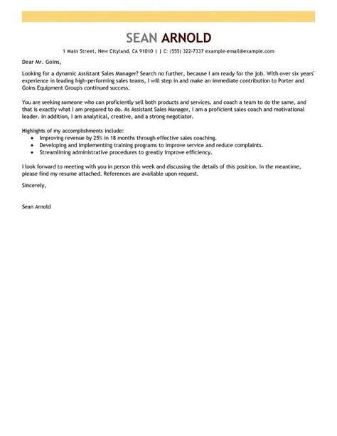 The main purpose of this. Best Sales Assistant Manager Cover Letter Examples ...