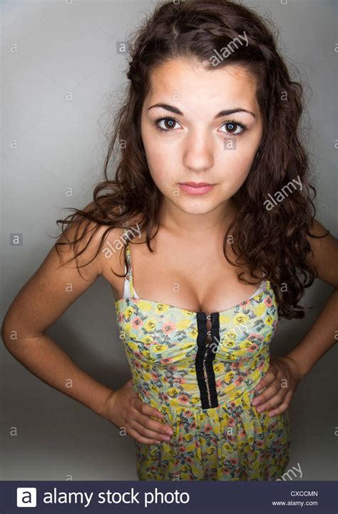 Tight brunette teen girlfriend with naturaltits m. portrait of young teen girl Stock Photo - Alamy