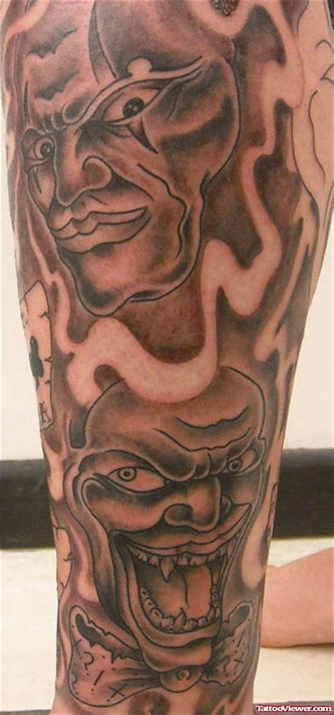 Tattoo designs, tattoo pictures a category wise collection of tattoos. Grey Ink Clown Gangster Tattoo Design