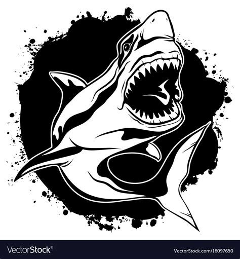 Millions customers found ink logo templates &image for graphic design on pikbest. Graphic drawing ink aggressive shark with open Vector Image