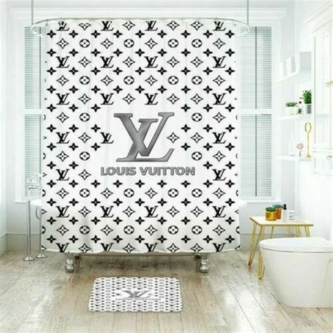 Packege 1 pisces only shower curtains louis vuitton 3 : Rare-Louis-Vuitton White Custom Print Shower Curtain sold ...