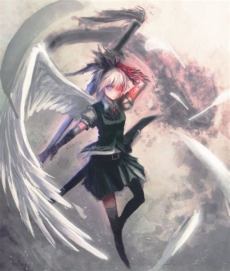 Akise aru, mirai nikki, smile, anime, boy, white hair, cute, red eyes, black and white. Anime angel wing sword purple eye demon eye red arm scales ...