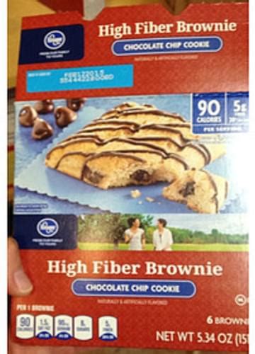 Kroger Chocolate Chip Cookie High Fiber Brownie - 25 g ...
