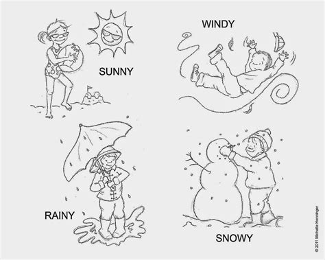 Take a nature walk with your kids, is it cloudy, sunny, cold, or rainy? Windy Day Coloring Page - Draw&Color