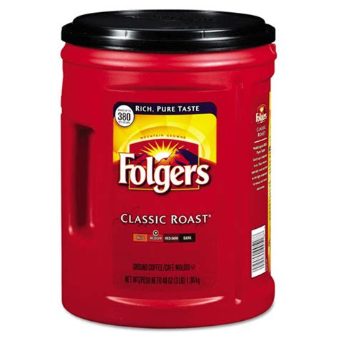 This elegant ground coffee has a smooth, mildly acidic flavor in every pot of coffee that you brew. Folgers Coffee | Classic Roast, 48oz Can | FOL0529C ...