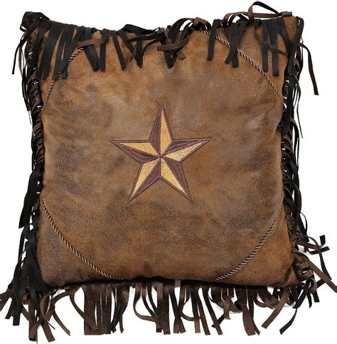 Overstuffed and cute shaped item. Western Throw Pillows - Faux Leather Lone Star Accent ...