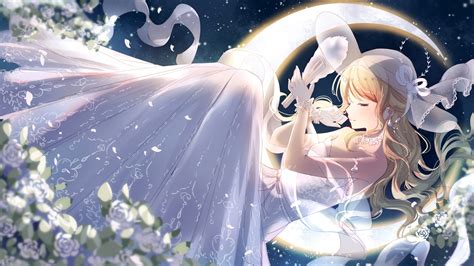 Explore and download tons of high quality anime wallpapers all for free! Download 1920x1080 Anime Girl, Wedding Dress, Moon, Blonde ...