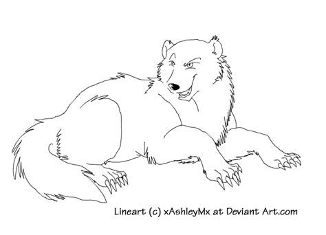 Draw two ovals for the head and body of the wolverine. wolverine lineart by TheCynicalHound on DeviantArt