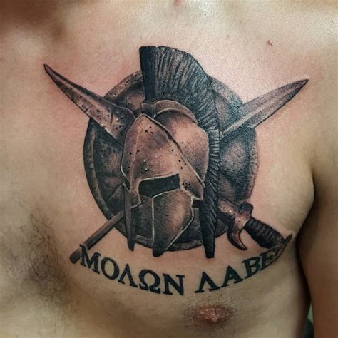 Sparta tattoo isparta dövme stüdyosu. banged out this black&gray spartan chest tattoo in about 2 ...