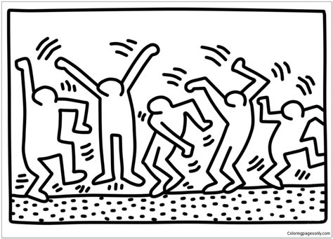 Coloring pages keith haring drawing. Dancing Figures by Keith Haring Coloring Page - Free ...