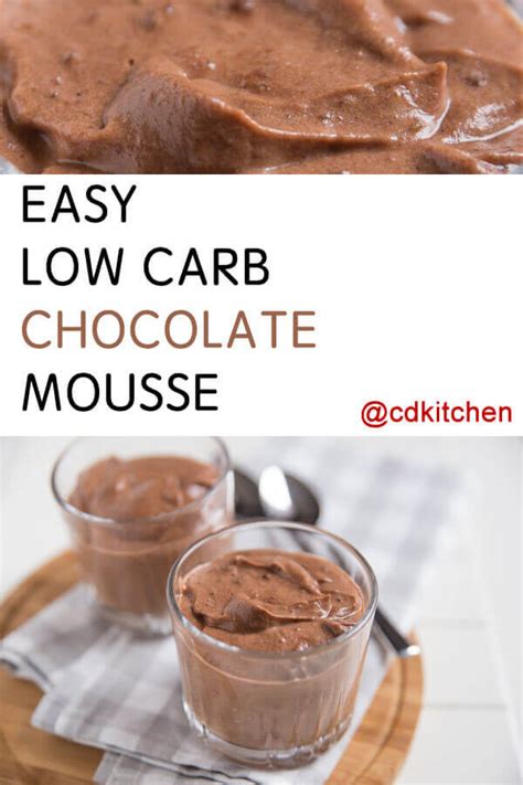 4 ingredients and just a couple steps will give you smooth, creamy, chocolatey goodness! Easy Low Carb Chocolate Mousse Recipe | CDKitchen.com