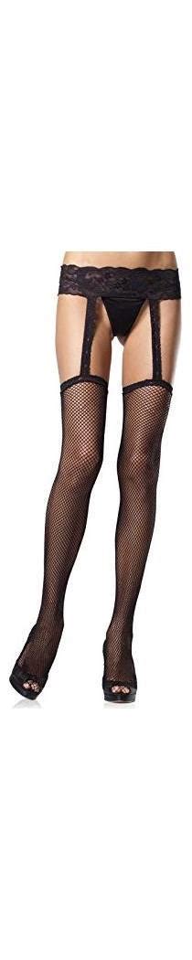 Big boobed blonde in black garter belt and stockings. Leg Ave Women's Fishnet Stockings With Attached Garter ...