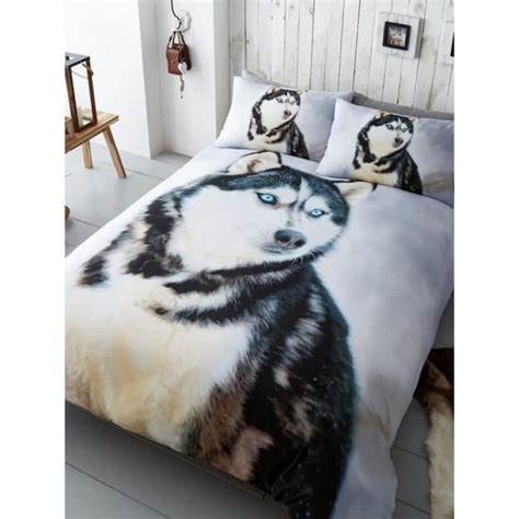 Craquez pour cette magnifique housse de couette chien 1 personne à l'effigie d'un mignon chiot ! Housse de couette double chien Husky et ensemble taie d ...