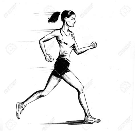 Are you searching for running ink horse png images or vector? Running sportswoman. Ink black and white drawing Stock ...
