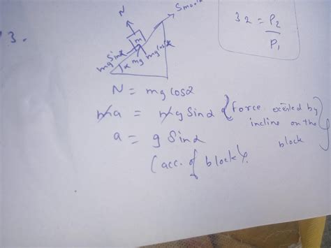 The term inclined plane is used for a fixed plane that is maintained at an angle with the horizontal, i.e., it is not completely horizontal. if a block of mass M is placed on a frictionless inclined ...