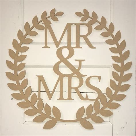 Roman Wreath - Mr & Mrs, Unfinished Cutout MDF | Wooden cutouts, Crafts ...