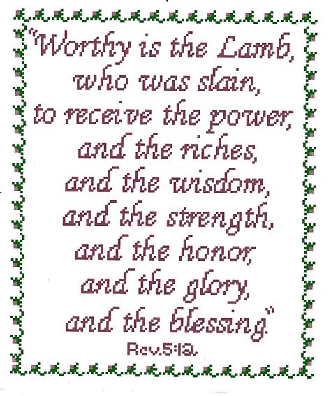 There are arrows on the patterns that indicate the center. Worthy is the Lamb Bible Verse Cross Stitch by ...