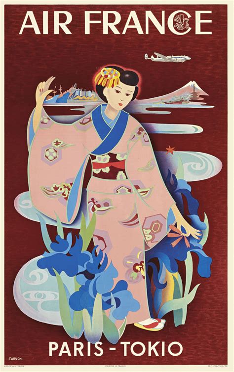 Un vol direct depuis la france pour le japon dure en moyenne 17h 59min, parcourant une distance de 9895 km. Air France - Paris-Tokio | Affiche de voyage vintage ...