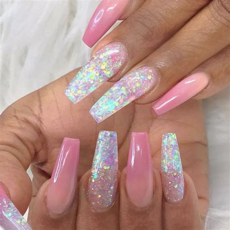 Check out our pink acrylic nails selection for the very best in unique or custom, handmade pieces from our craft supplies & tools shops. kweeeen.j👑 | Acrylic nail designs glitter, Coffin nails ...