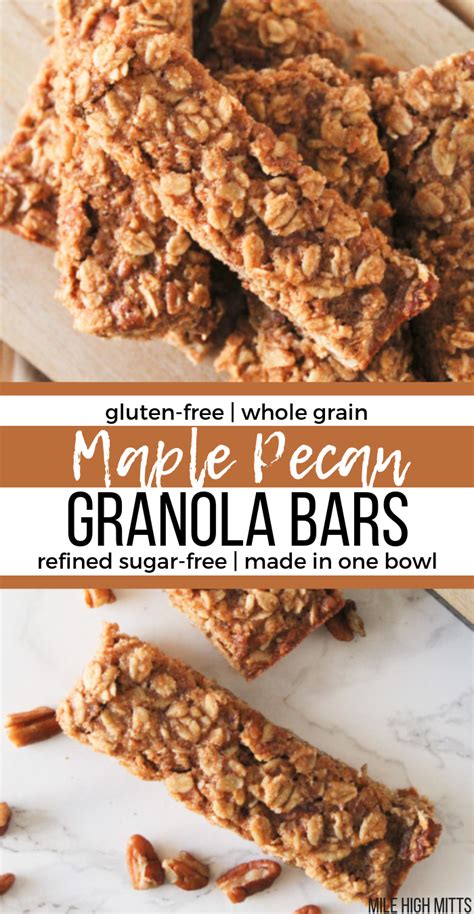 Chewy homemade granola bars are the perfect healthy snack! Maple Pecan Granola Bars (gluten-free, whole grain ...