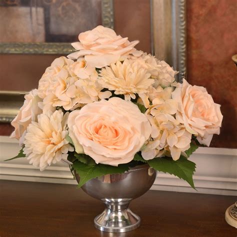 Check spelling or type a new query. Cream Rose and Hydrangea Flower Arrangement in Silver bow ...