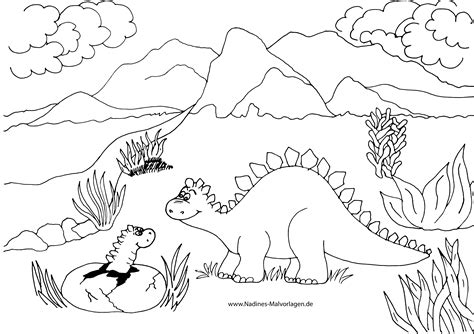 Kostenlose druck malvorlage dinosaurier 12. Mama Dino mit Baby Dino aus dem Ei - Nadines Ausmalbilder