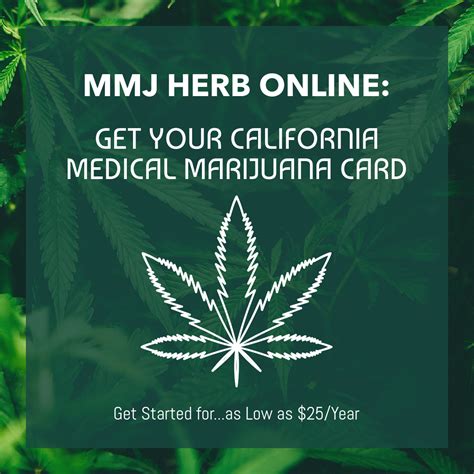 If your doctor affirms that your medical condition qualifies for medical marijuana treatment, you can submit it to apply for your mmj card. MMJ Herb Online: Get Your California Medical Marijuana Card for as Low as $25/Year
