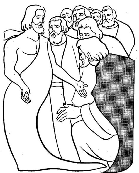 Doubting thomas saw the light behind jesus coloring pages. Doubting Thomas Gather With Other Apostles Coloring Pages ...