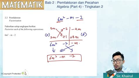 Cikgu untuk jubin algebra macam mana ? F2_MAT_02-04 Pemfaktoran dan Pecahan Algebra ( Part 4 ...