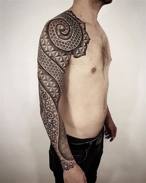 Ankle tattoos may cost lesser compared to a full sleeve tattoo or a black piece, but it doesn't mean it's going to be cheap. Beautifully Complex Geometric Tattoo Sleeves by Brandon Crone