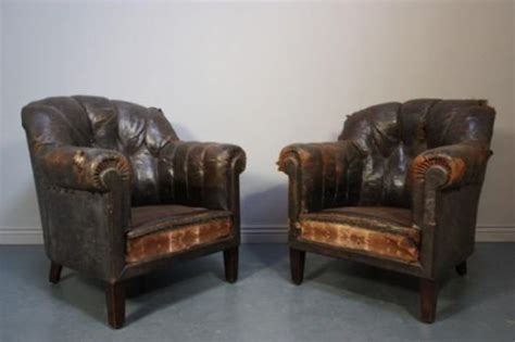 | skip to page navigation. Fabulous Pair Of French Antique Leather Armchairs ...