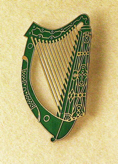 A golden harp with silver strings has been an irish symbol for a long time. Green harp brooch | Celtic harp, Irish harp, Harp