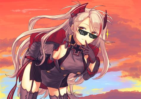 The ap, heal, and armour make her quite fun to play. kawama hidesuke azur lane prinz eugen (azur lane) megane ...