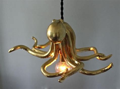 Octopus Pendant Ceiling Light Brass Taxidermy Beach Sea ...
