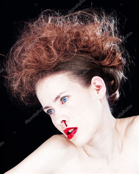 Select from premium bloody nose of the highest quality. Pale woman with bloody nose — Stock Photo © nelka7812 #2934189