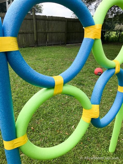 We found that it took on time at all to make a tee and have it ready to play with. Pool Noodle Frisbee Target - A Few Shortcuts