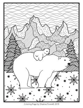 Polar bear coloring pages for adults. Zentangle Coloring Page - Polar Bear - Winter - Zen by ...