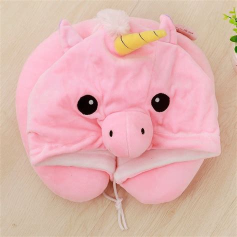 Grey and pink u snooz neck pillow. Pink Unicorn Neck Pillow For Women & Men - WowPajamas