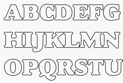 Cada duas letras nos moldes de letras do alfabeto grande cabem em uma folha a4 deitada (paisagem). Moldes de letras para mural - Ver e Fazer