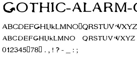 00 alarm clock version 1. Gothic Alarm Clock Font : pickafont.com