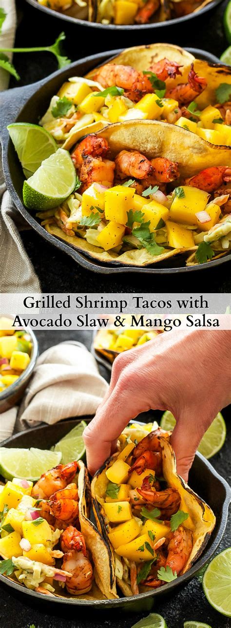 What are you looking for? Grilled Shrimp Tacos with Avocado Slaw and Mango Salsa ...