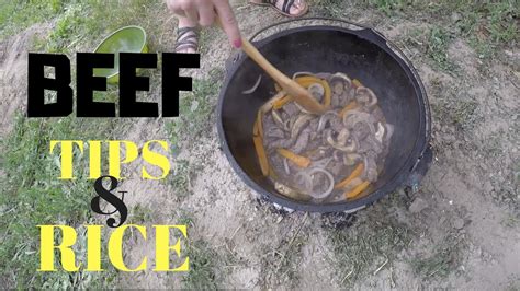 DUTCH OVEN COOKING : Beef TIPS and RICE - YouTube