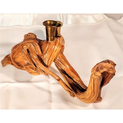 Make a beautiful pastel candle holder like this one using chalk paint. Mid Century Vintage Driftwood Candle Holder | Chairish