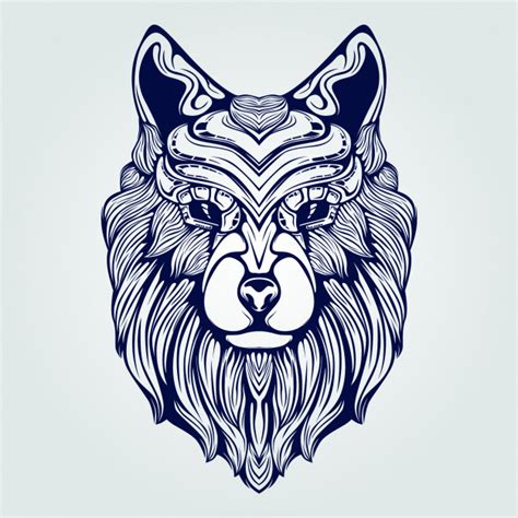 Each digital print can easily be printed using your own printer or taken to any print shop. Wolf head line art dunkelblaue farbe dekoratives gesicht ...