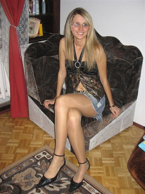 Cutie with red fishnet pantyhose. white shiny hose - a photo on Flickriver