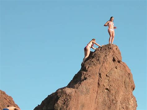 I can honestly say that it was the best experience of my life. Girls In Bikinis Climbing Rocky Cliff & Jumping - Copper ...