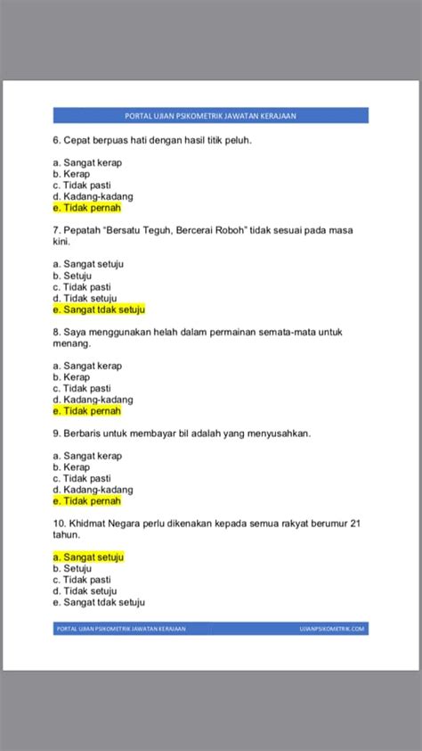 Kebiasaannya diberikan masa 60 minit untuk menyelesaikan sebanyak 200 soalan. Contoh Soalan Psikometrik SPA 2019