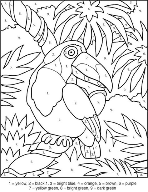 Educational & preschool coloring pages. toucan coloring by numbers - games the sun | games site ...