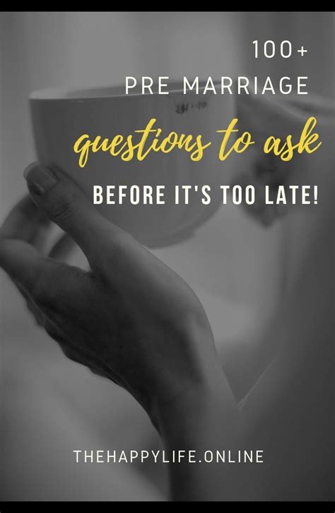 Marriage 18 questions to ask before getting married. 100+ pre marriage questions to ask before it's too late ...